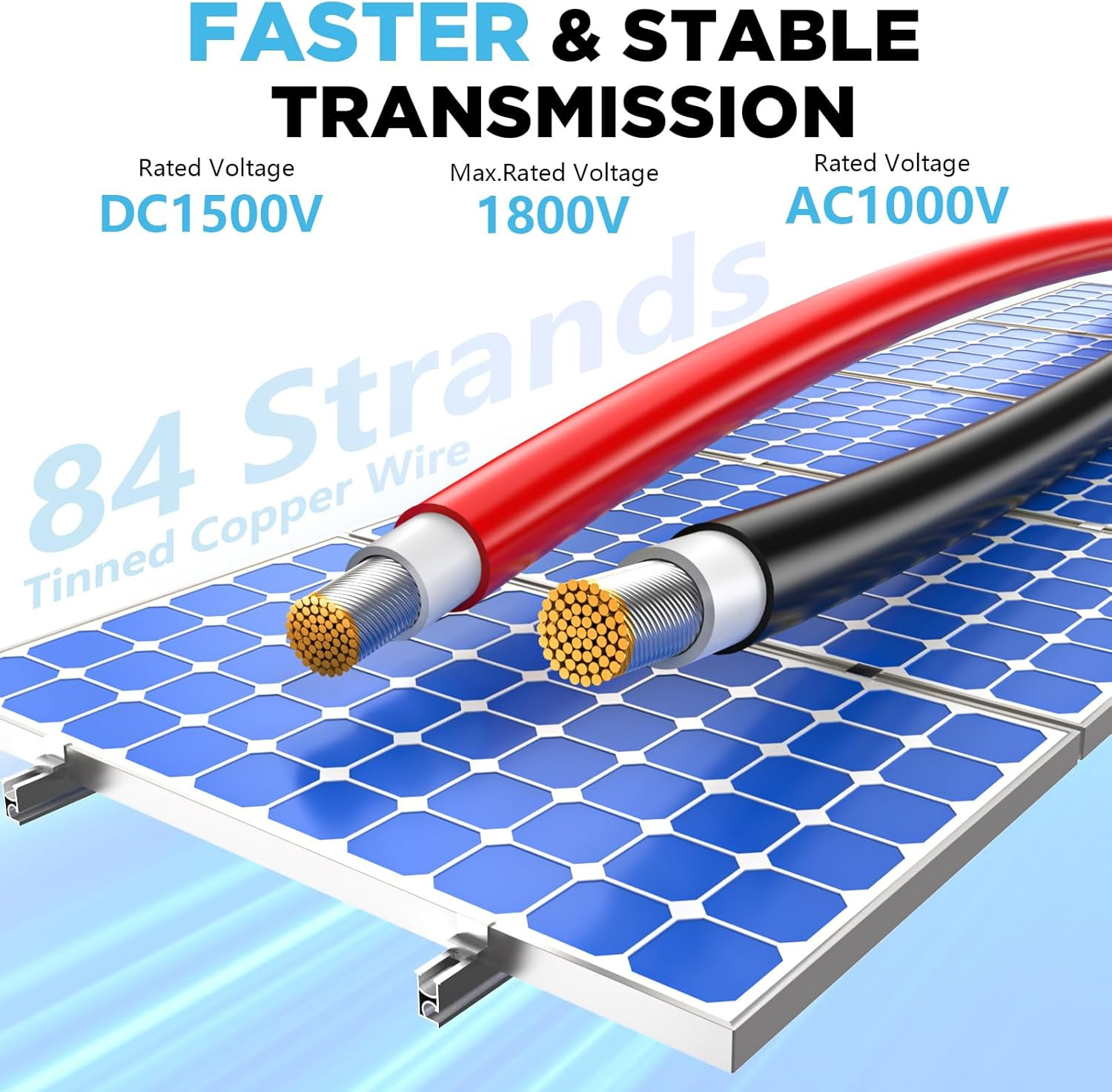10AWG Solar Wire, Solar Cable 150Ft, Solar Extension Cable, 10 Gauge Tinned Copp
