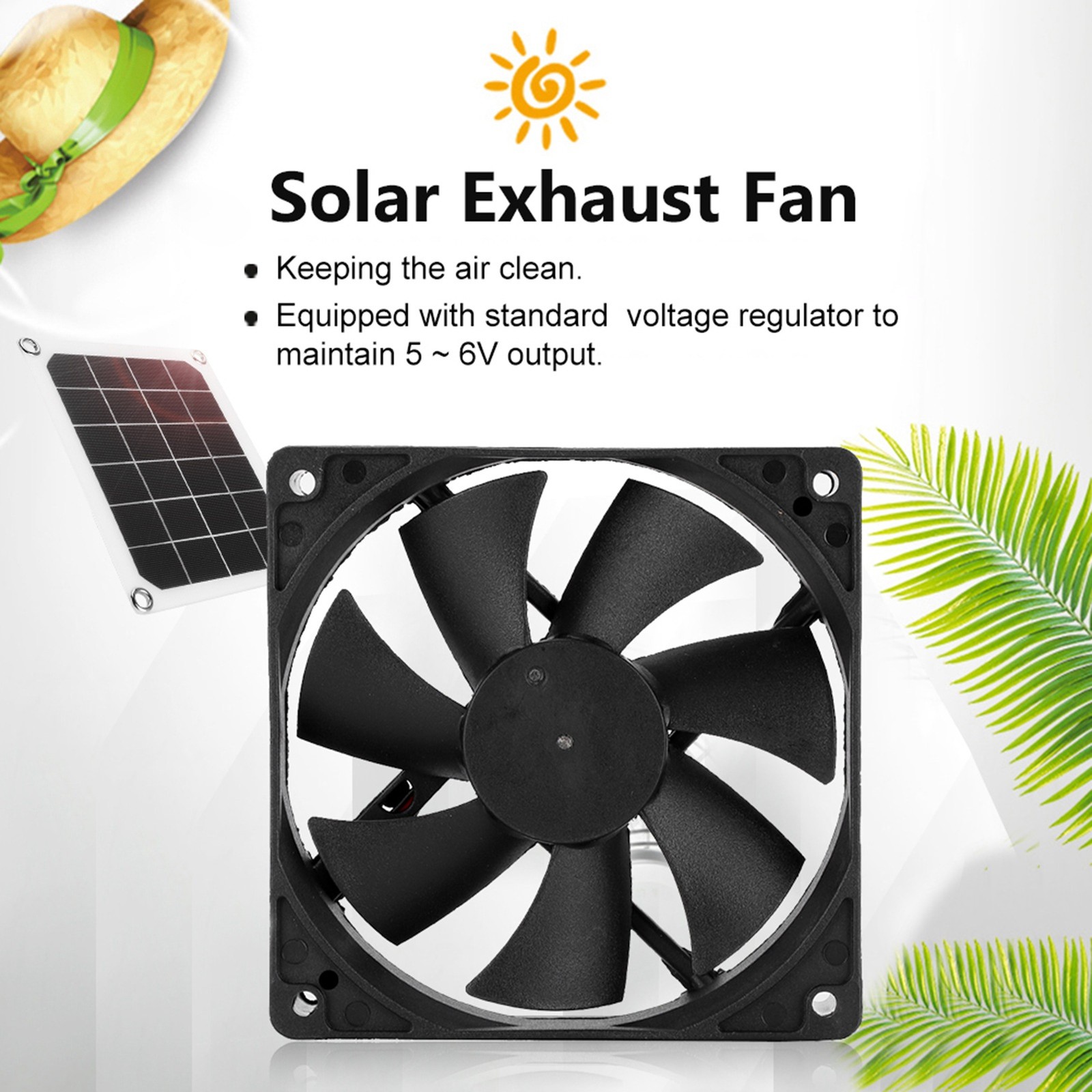 6V 10W Outdoor Solar Power Panel Exhaust Fan USB Charging For Greenhouse Chicken