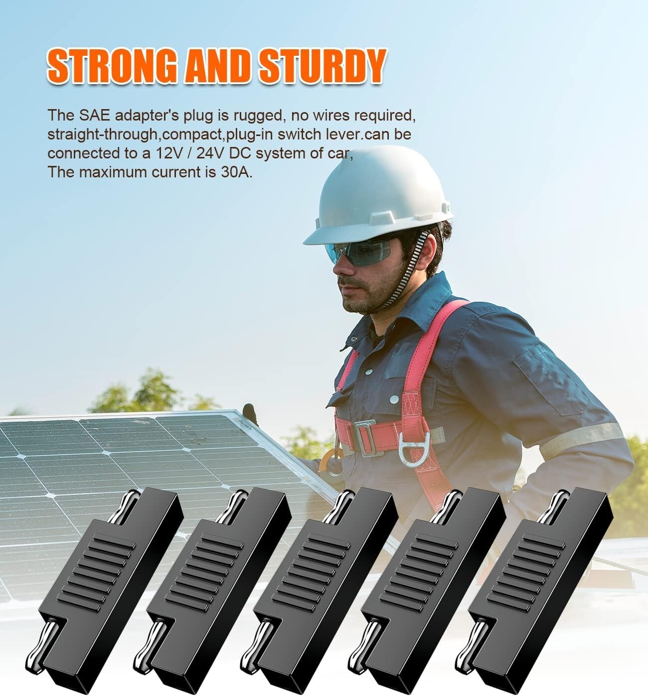 Versatile SAE Polarity Reverse Adapter Connectors for 12V/24V Systems – 5 Pack