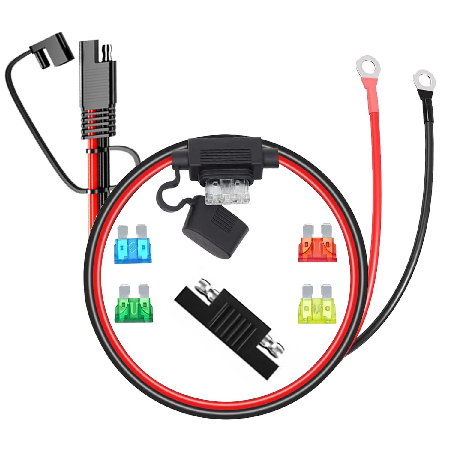 3.3 FT SAE Connector 10AWG Pure Copper SAE Extension Cable to Ring Terminal, …