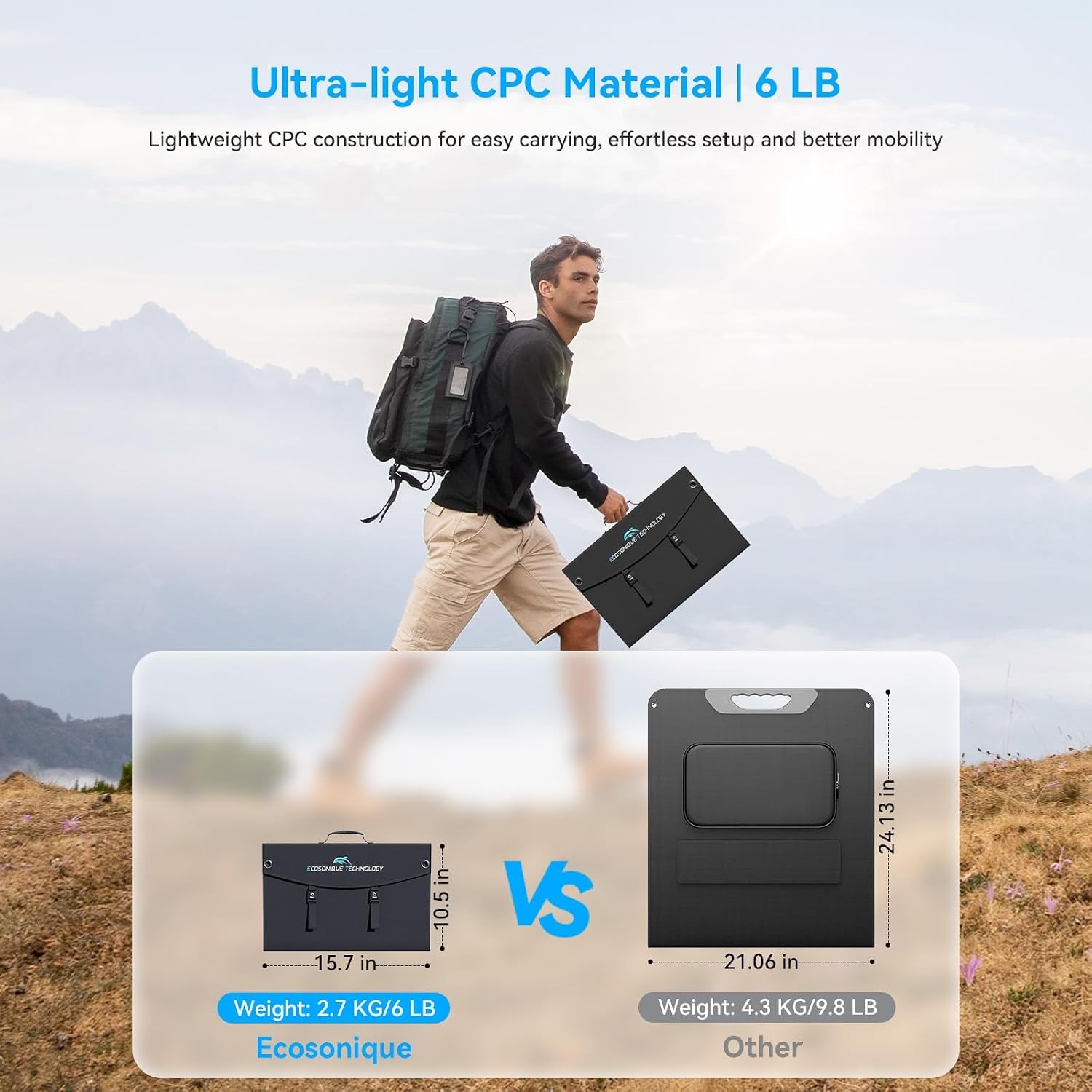 100W Portable Solar Panel Extremely Lightweight Compact Foldable W/ USB QC3.0