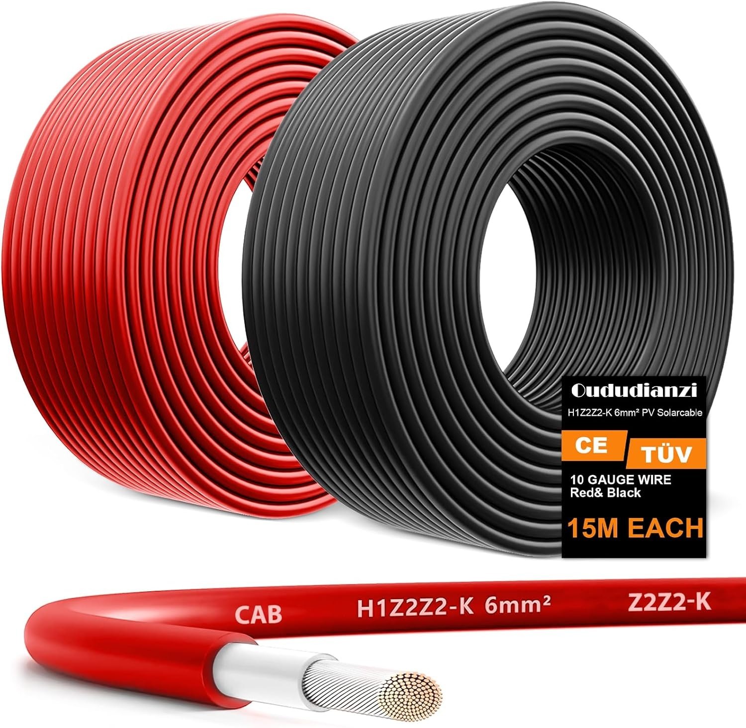 10AWG Tinned Copper Solar Panel Wire, 2x50FT for Reliable Performance
