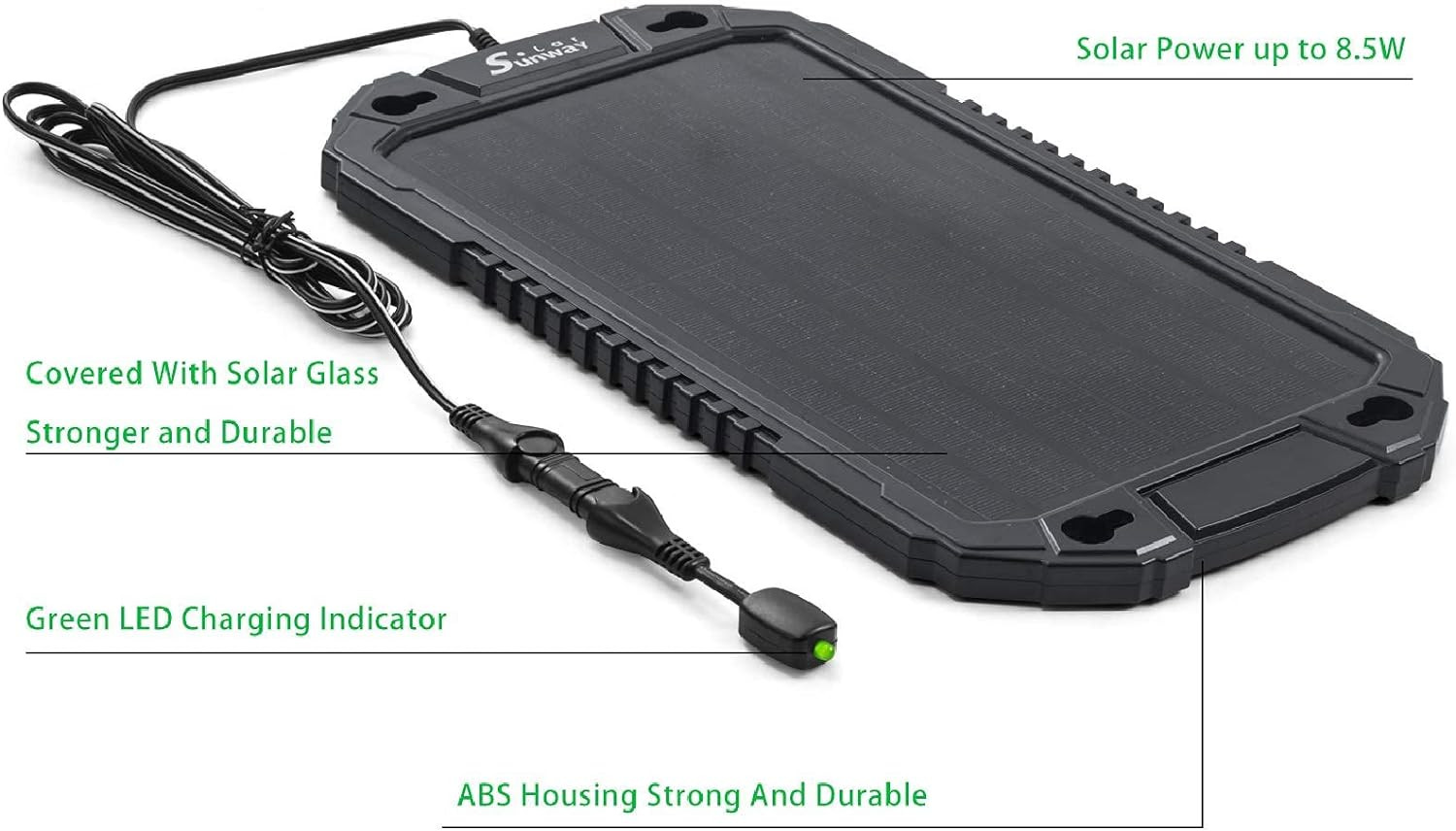 Car Battery Trickle Charger & Maintainer 12Volt 8W Solar Panel Power Charger Kit