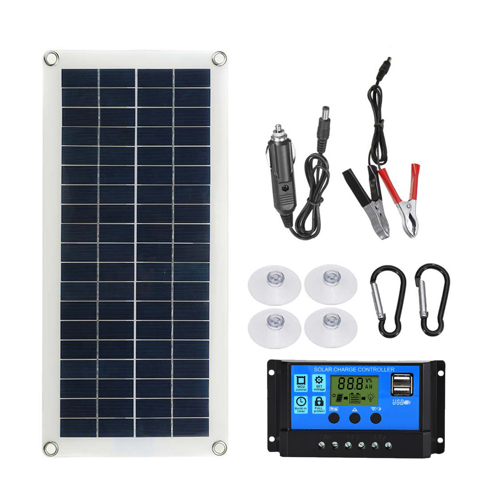 Portable 300W Solar Flexible Panel Kit 12/24V Switch USB Interface A5J1