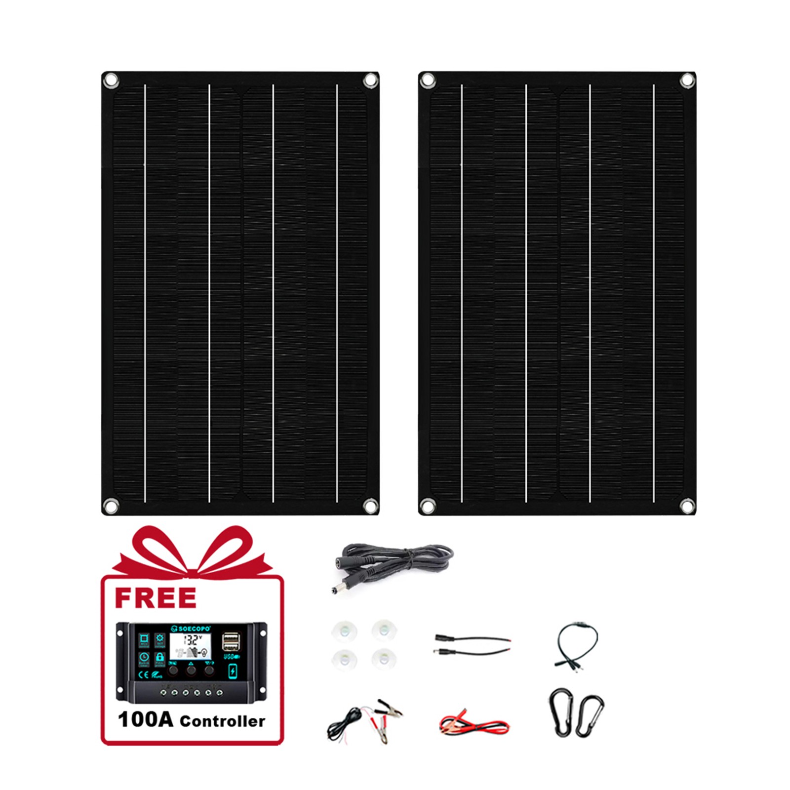 1600W Solar Panel Kit – 2 x 800W + 100A Controller + Extension Cord Multi-Scene
