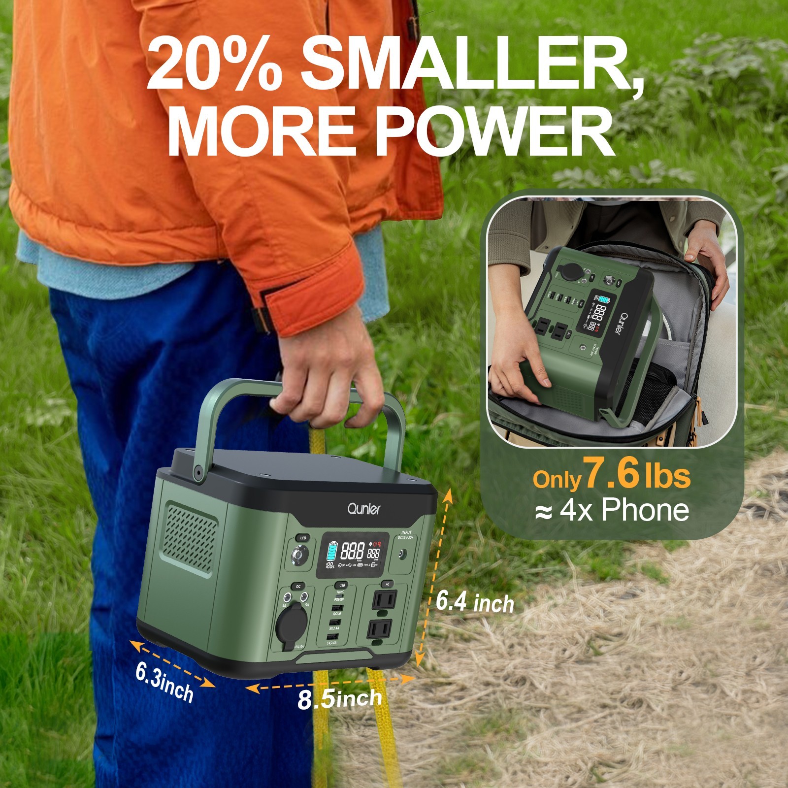 300W Portable Power Station 296Wh with 120V AC, 60W PD Fast Charge, for Camping,