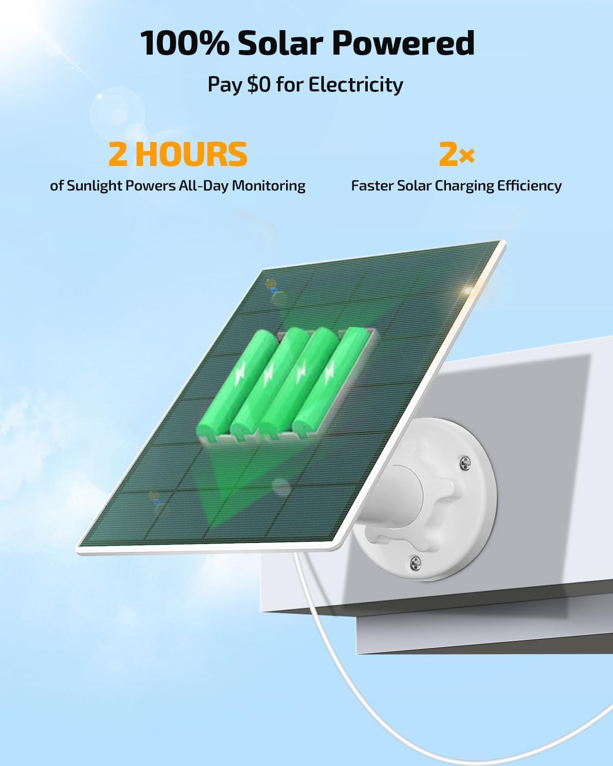 《100% Solar Powered &Full 360° Coverage》Outdoor Wireless PTZ Camera System, 4MP