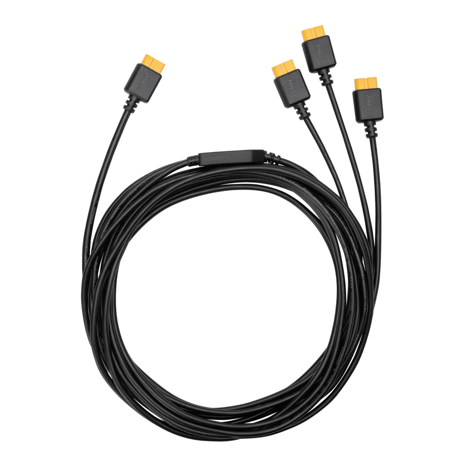 Anker SOLIX Solar Panel XT-60 Black Copper Rubber 3-Port Charging Cable – 9 in