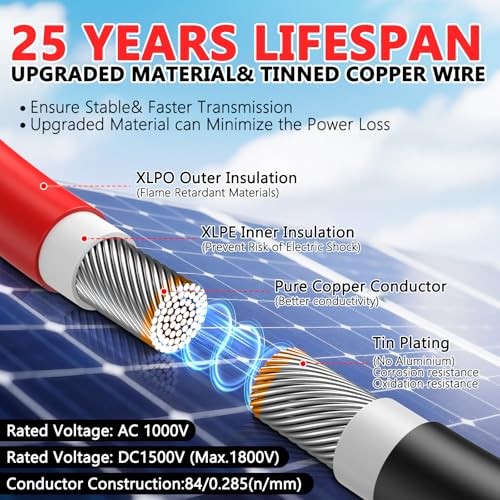 Vansdon 2x100ft Solar Extension Cable 10AWG Waterproof