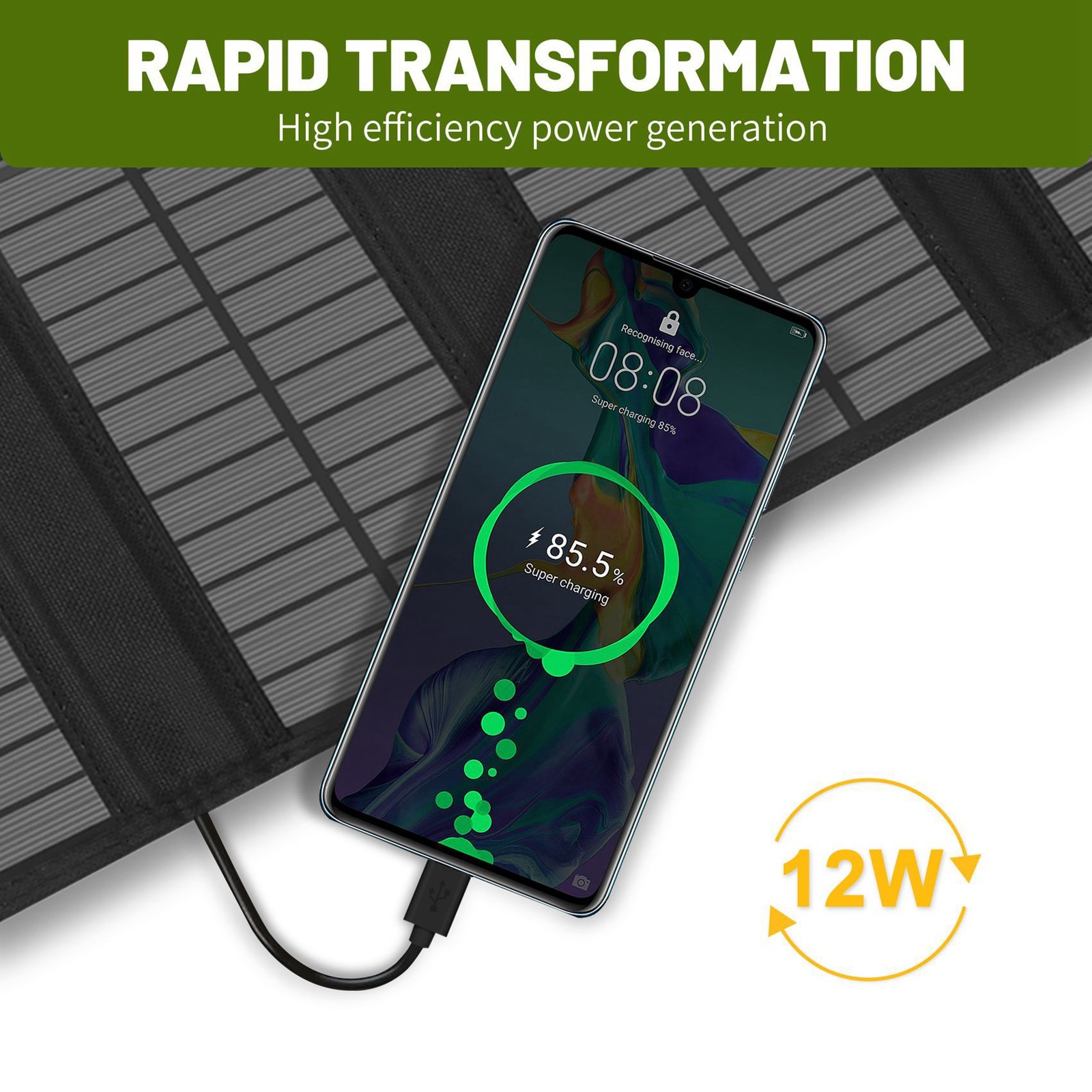 1X(12W Foldable USB Solar Panel Solar Cell Portable Folding Solar Panel 2075