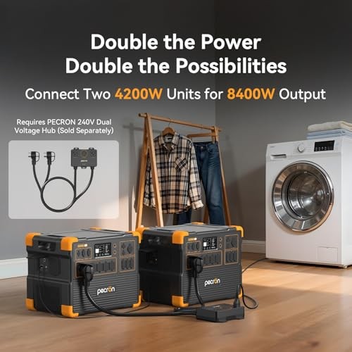 PECRON Portable Power Station E3800LFP 4200W LiFePO4 Off-grid & 200W solar panel
