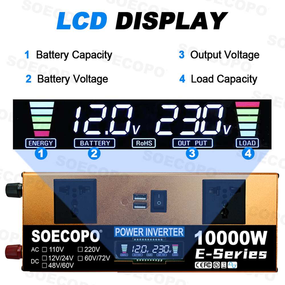 10000W Power Inverter Solar Generator With 200W Solar Panel Home Complete Set
