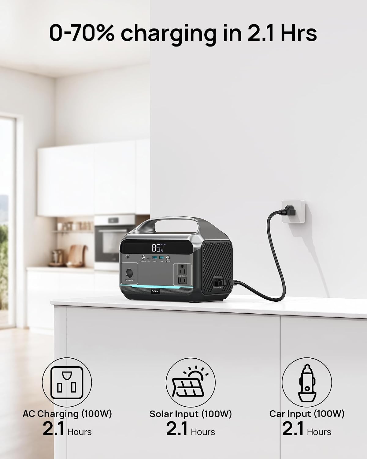 Portable Power Station 600W Surge 288Wh LiFeP04 Solar Generator