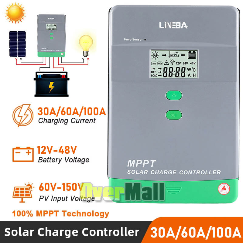 5200W 100A MPPT Solar Charge Controller 12V/24V/36V/48V Battery PV Regulator USB