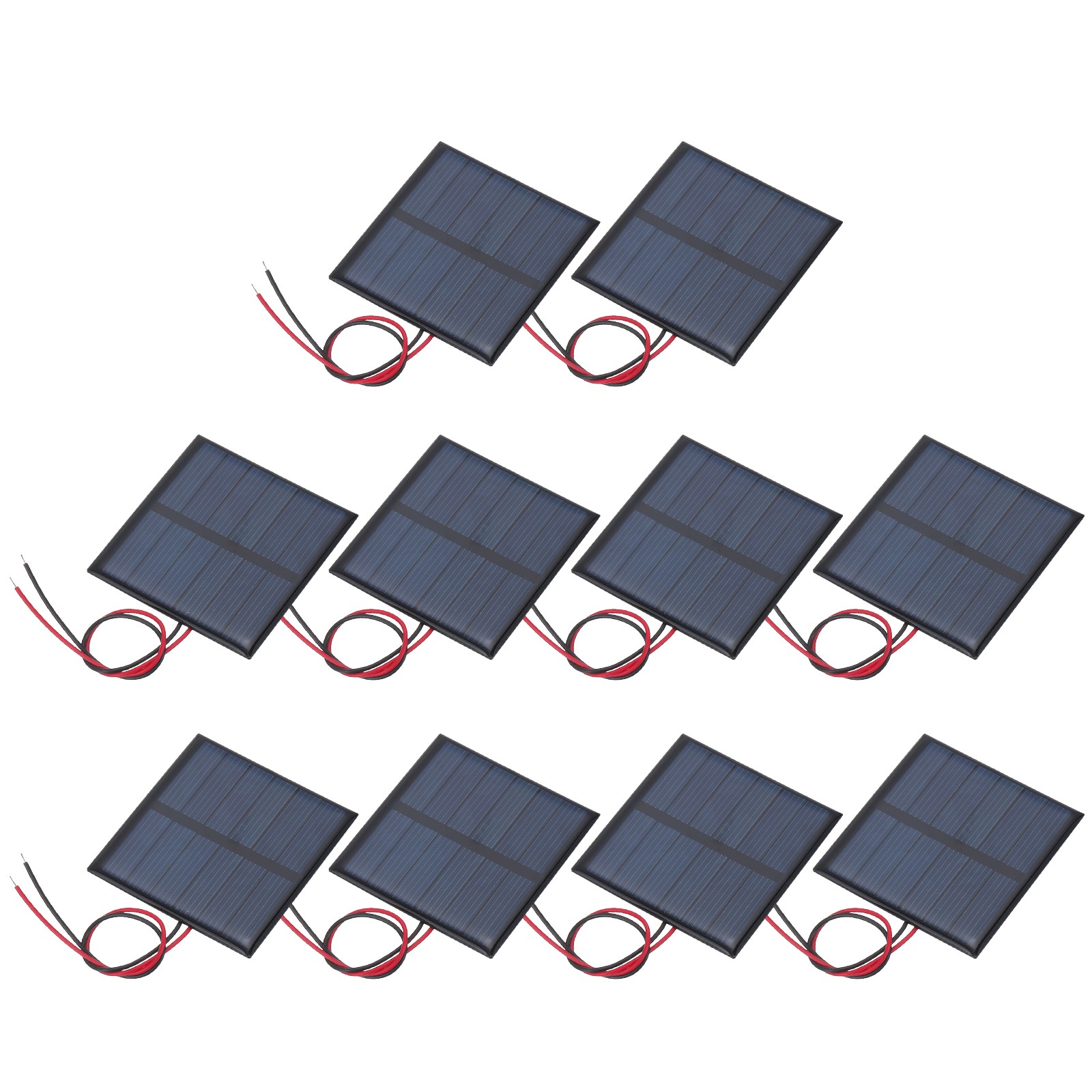 10 Pcs 3V 0.375W 125mA Mini Solar Panels with 2 Cable 52mm x 52mm
