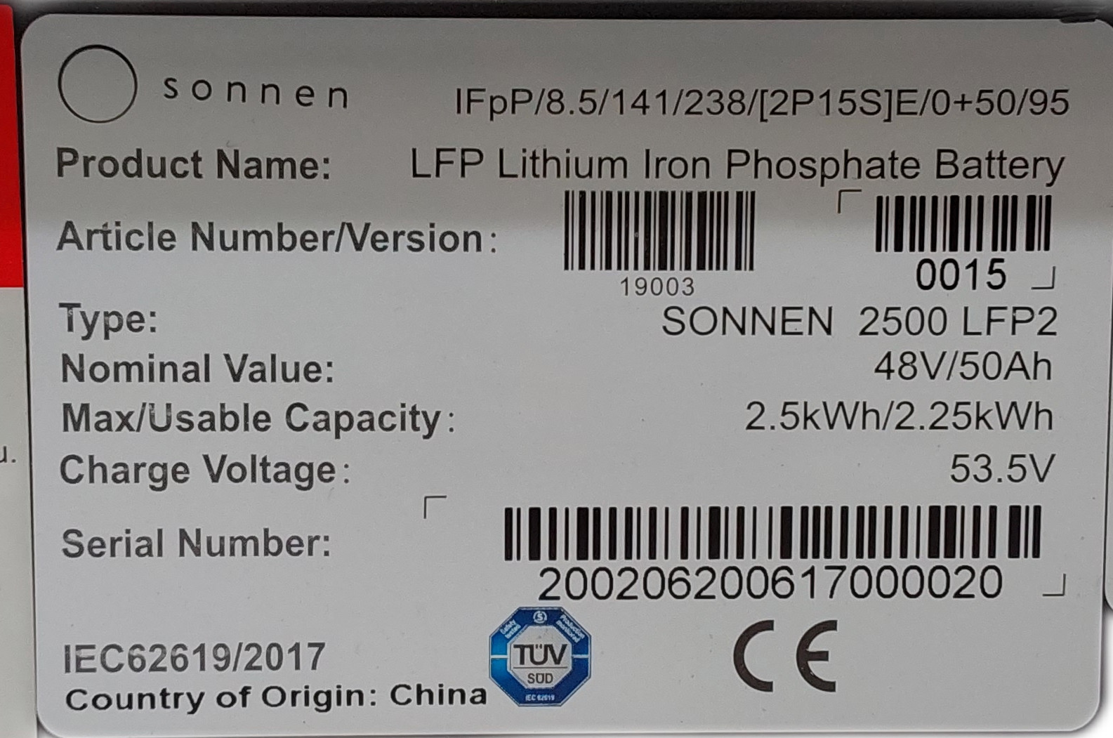 Sonnen 2500 LFP2 LiFePO4 Solar Battery Kit AC/DC Black