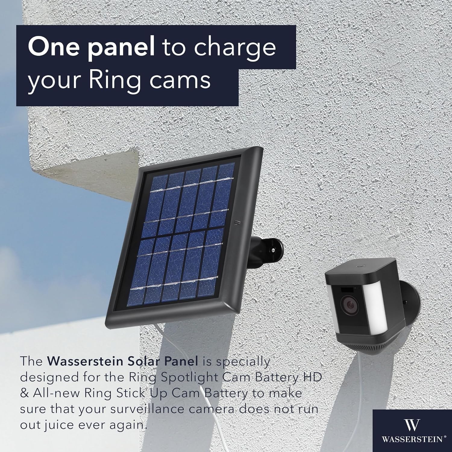 1-Pack Versatile Solar Panel for Ring Surveillance Cameras – Black, Quick Setup