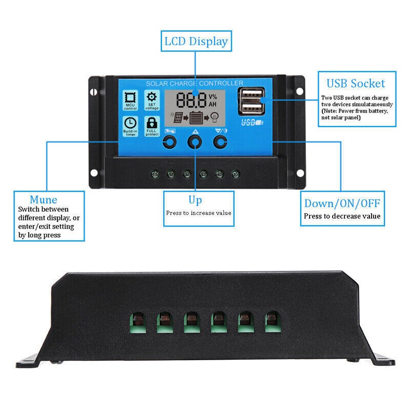 30W Solar Panel 12V 30 Watt Mono Caravan Camping Power Charging Battery