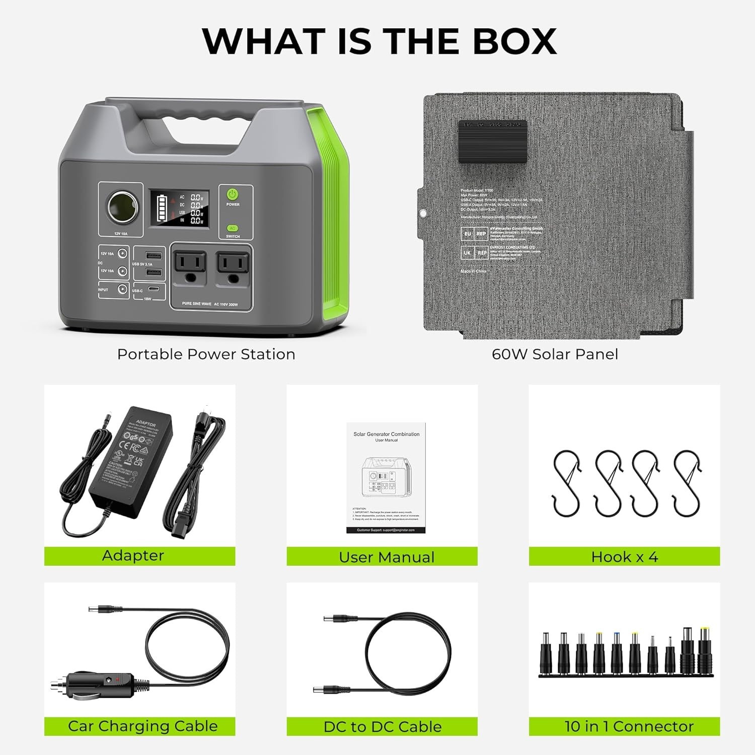 Portable Solar Generator Lithium Battery 300W Power Station for Camping