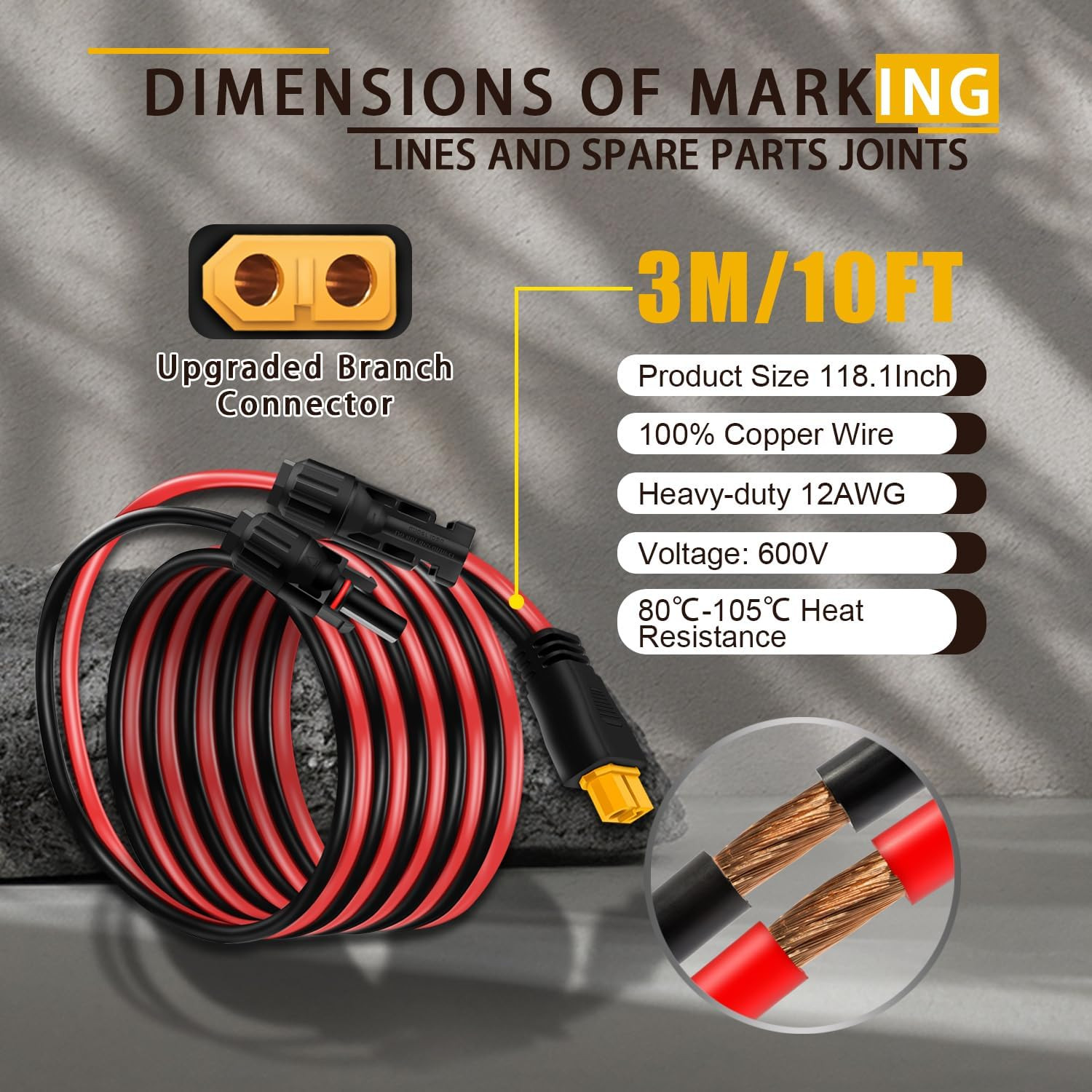 Solar Panel Cable for Ecoflow Anker SOLIX 12AWG, Compatible with MC-4 to XT60…