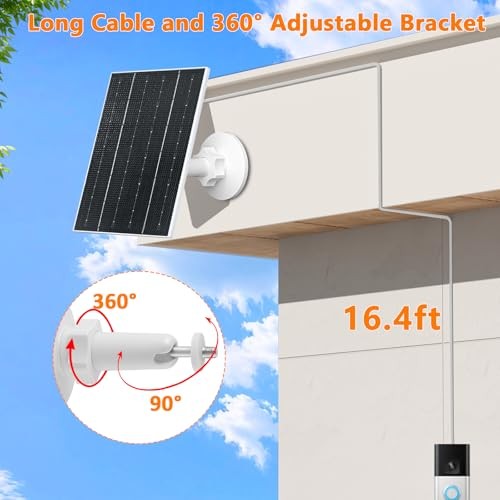 2600mAh Replacement Battery with Solar Panel Charger for Ring-Doorbell Camera