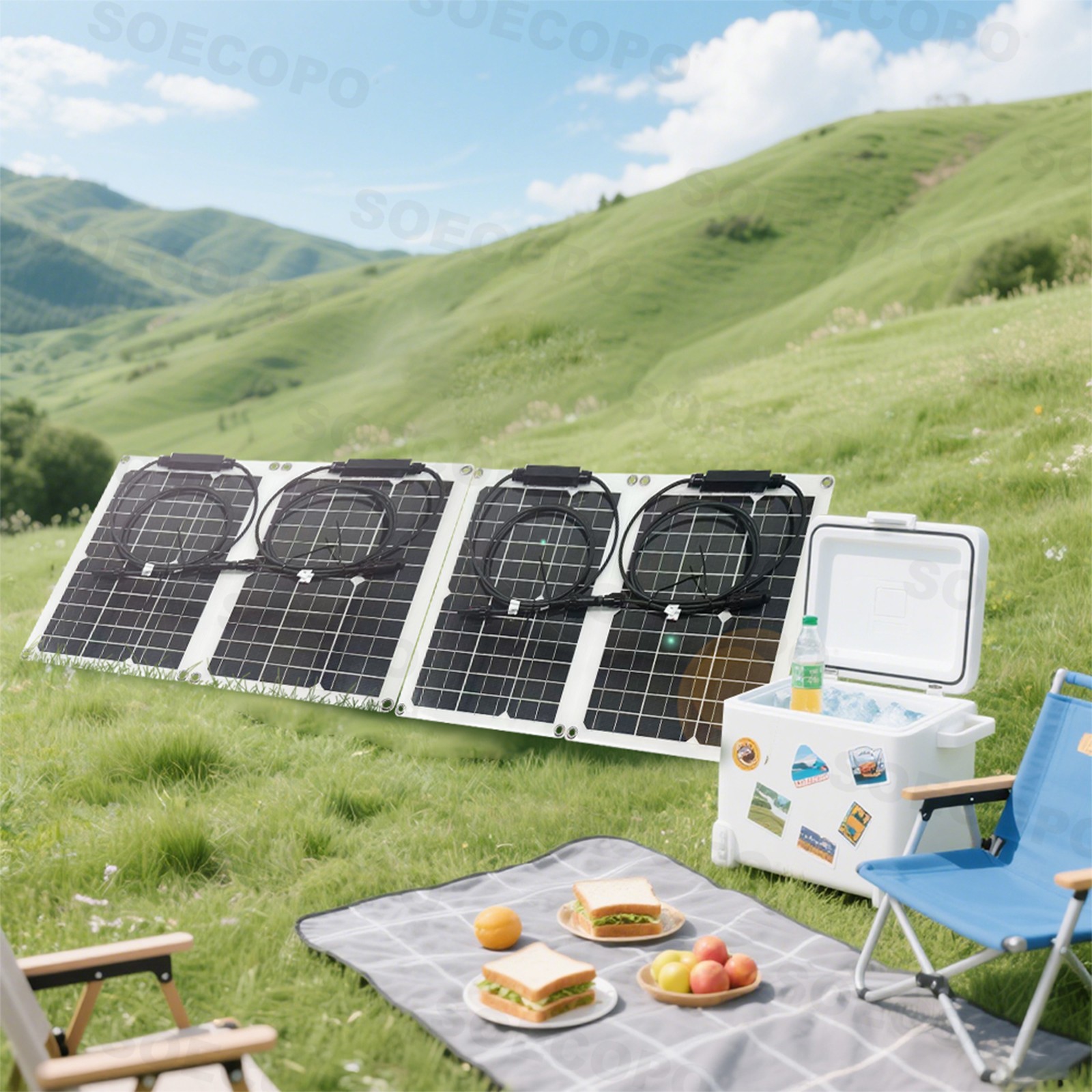 【Set】2400W Solar Panels – 4 x 600W Flexible + 100A Controller with Accessories