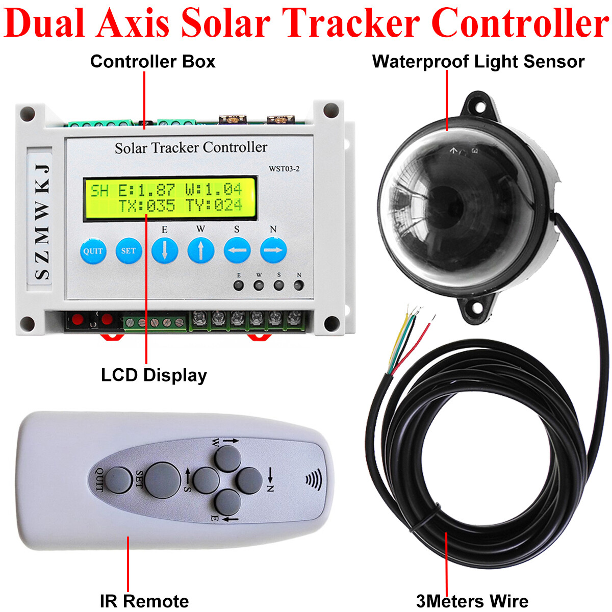 Dual Axis Solar Panel Track Tracker Kit-2PCS 6000N Linear Actuator W/ Anemometer