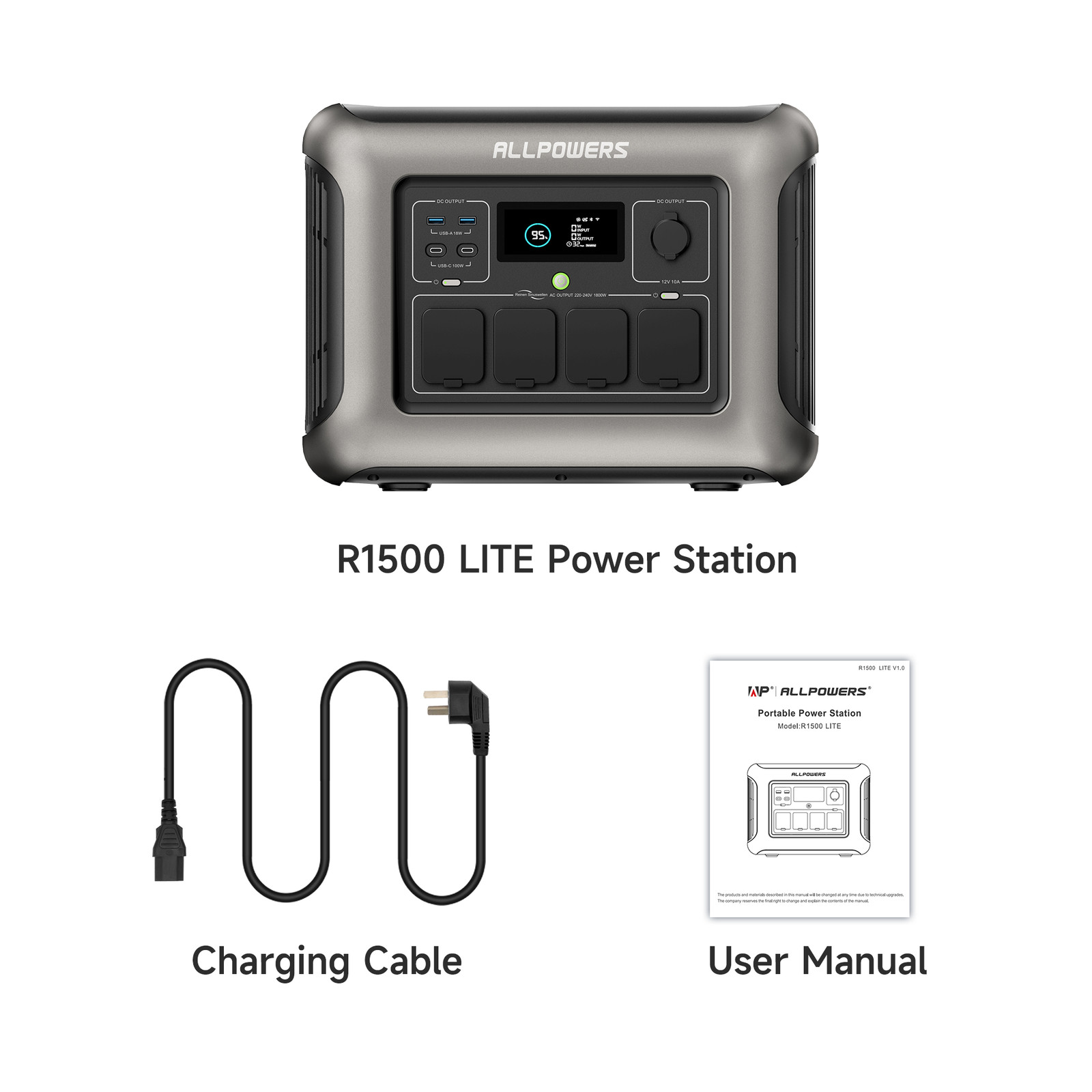 ALLPOWERS 1600W Power Station Solar Generator AC + 100W Solar Panel for Outdoor
