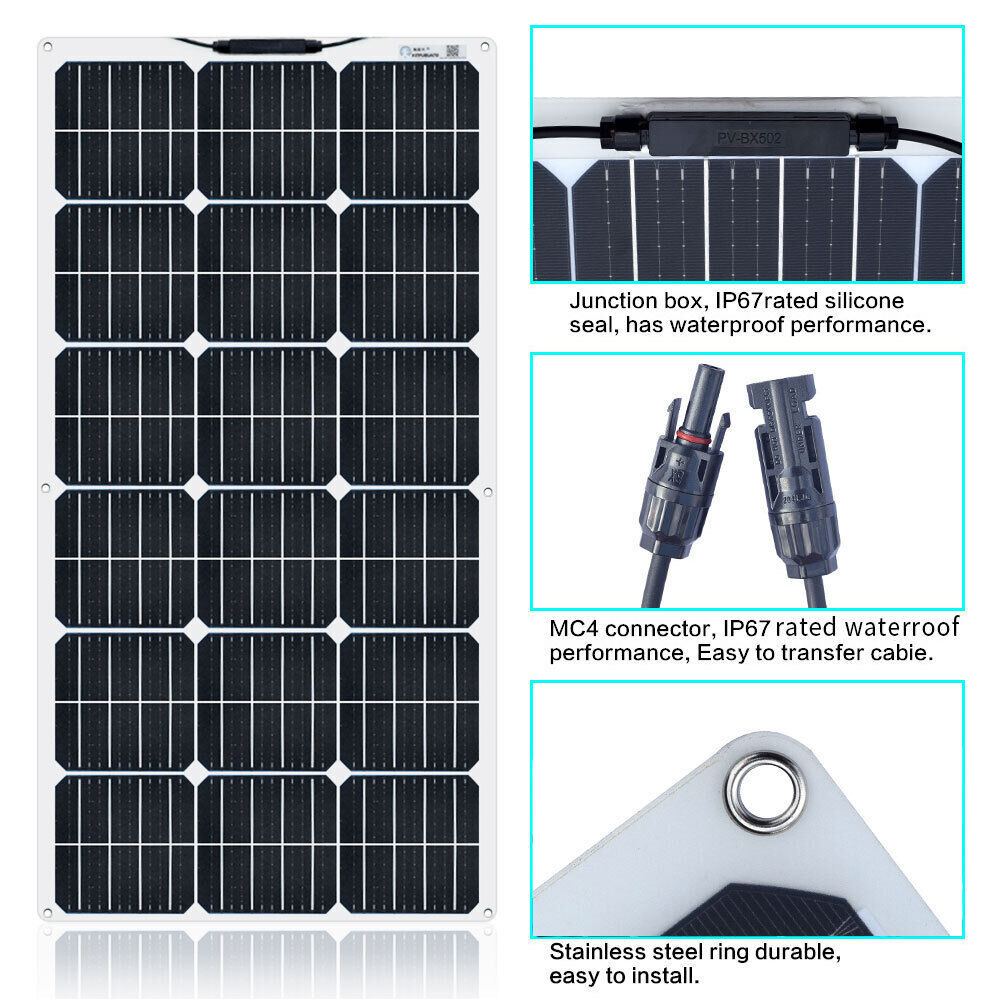 150W Complete Solar Panel System 12V Monocrystalline Home RV Roof w/ Controller