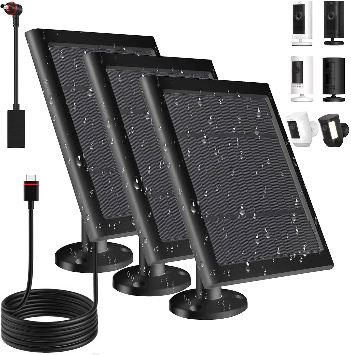 2-Pack 5W Solar Panel for Spotlight Cam Battery for Security Camera Waterproof