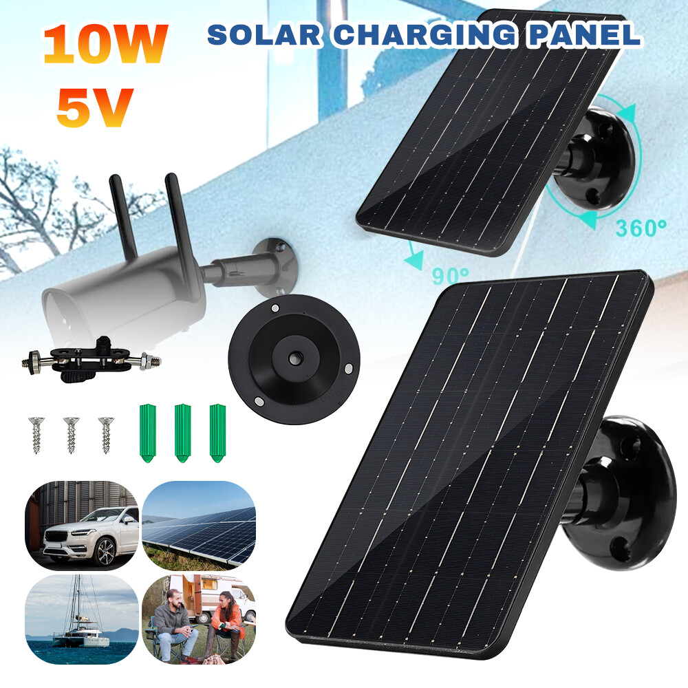 10W 5V Solar Panel USB C Power CCTV Camera Security Cam Battery Charger Outdoor