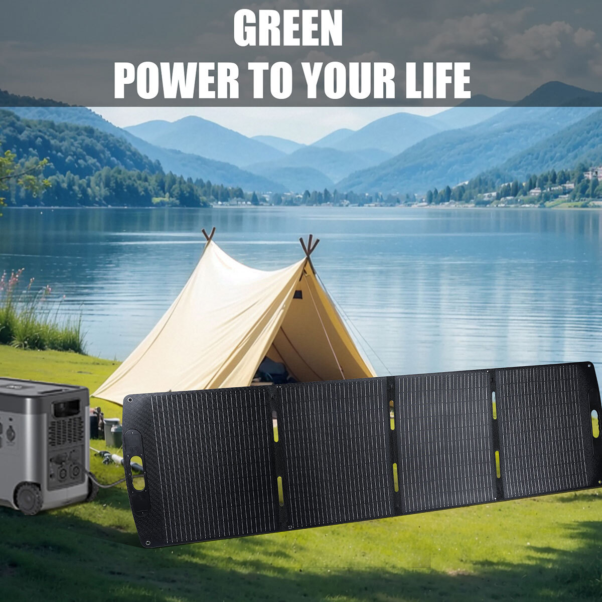 200W Portable Solar Panels Chargers with Type-C,USB and DC Outputs Foldable IP67