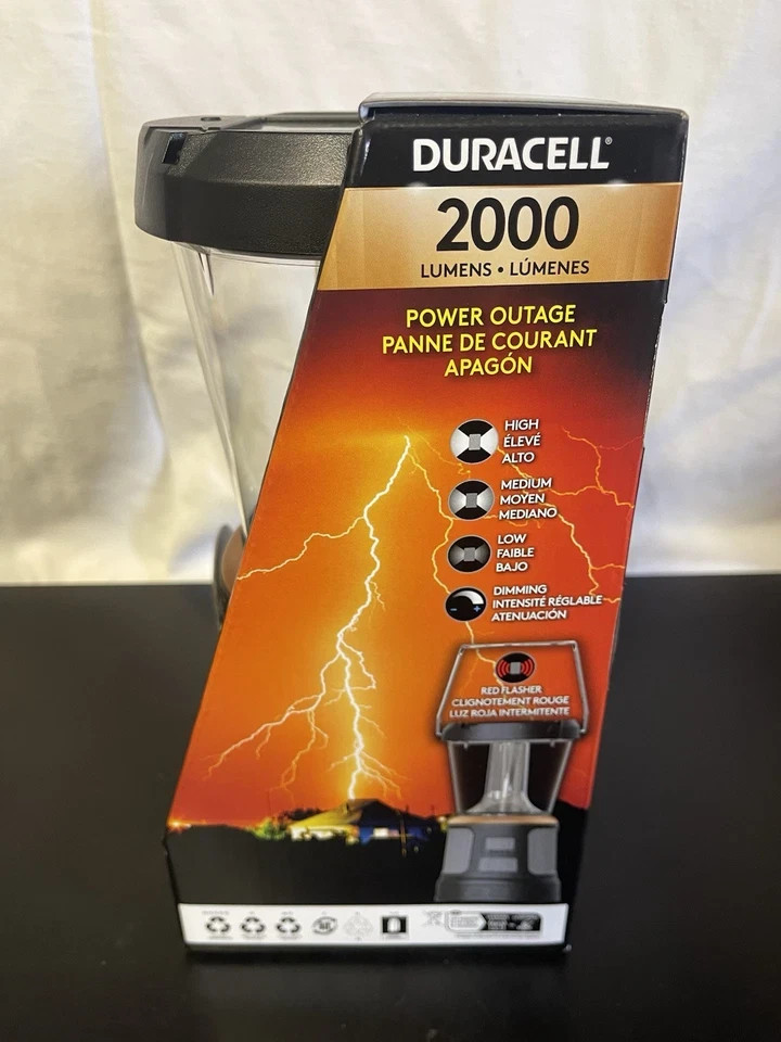 Duracell 2000 Lumens Rechargable Lantern Solar Power Built-In Battery
