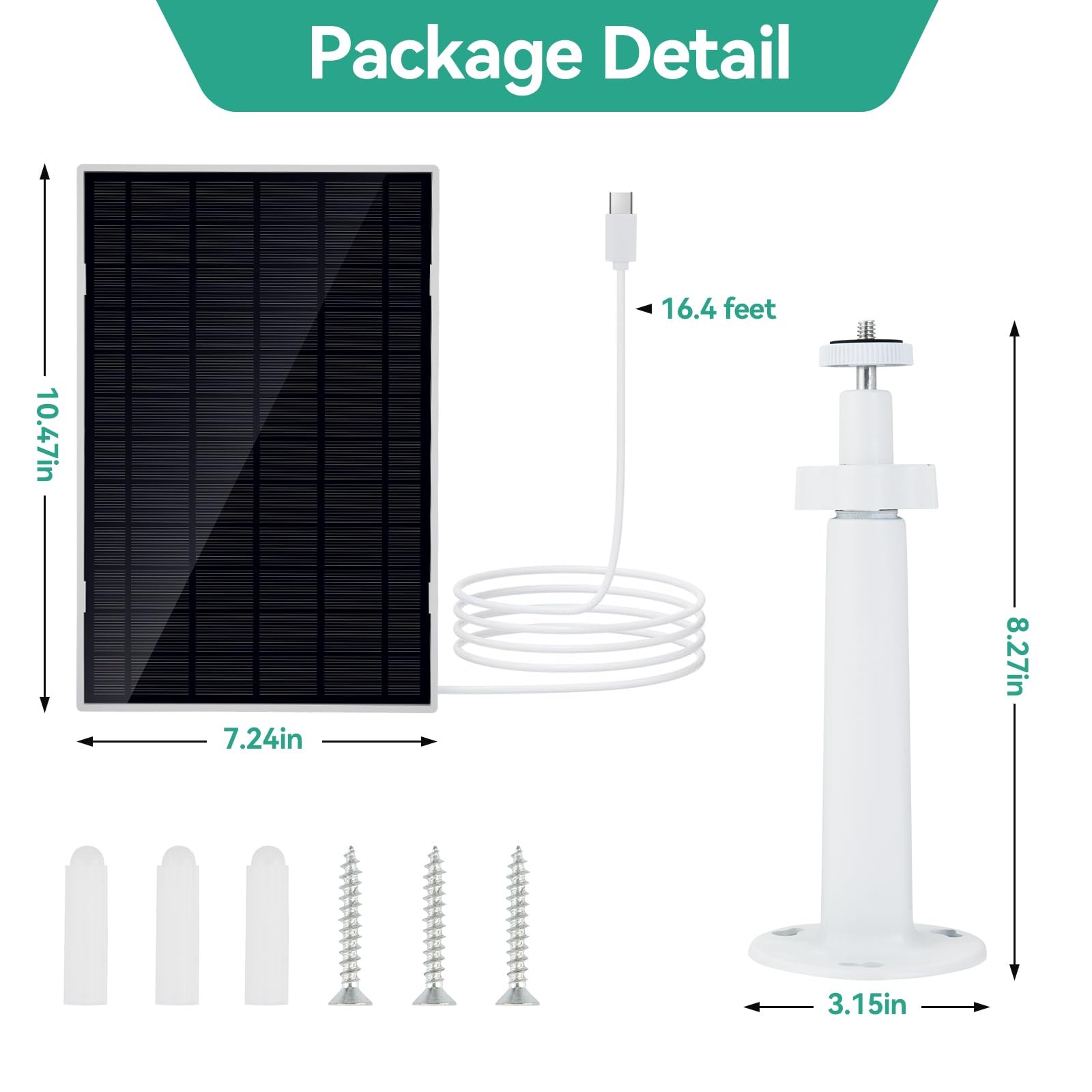ELUTENG 2 Pack 5W 5V Solar Panel Charger for Security Camera, 16ft/5M Cable, …