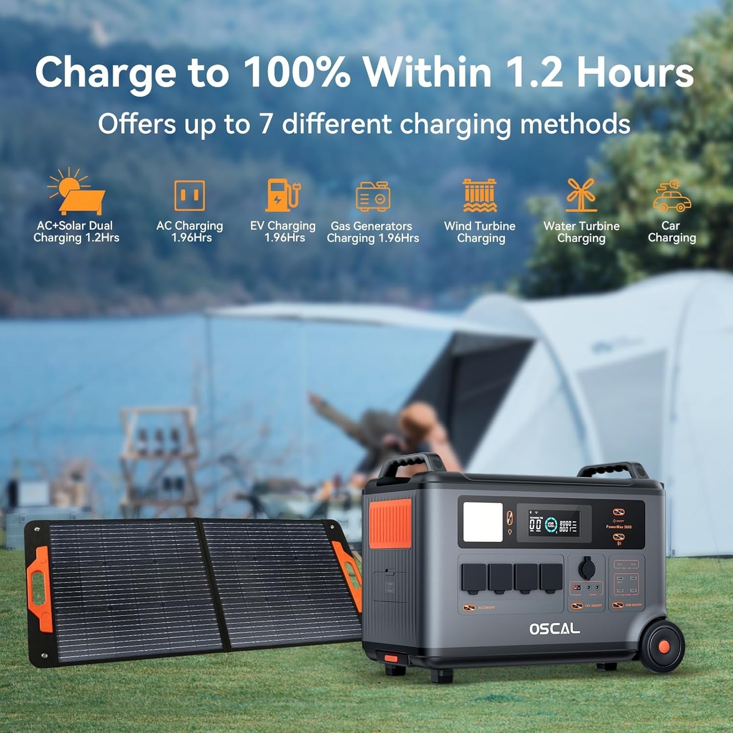 Blackview OSCAL PowerMax 3600 3000W Power Station 3600Wh LFP + 200W Solar Panel