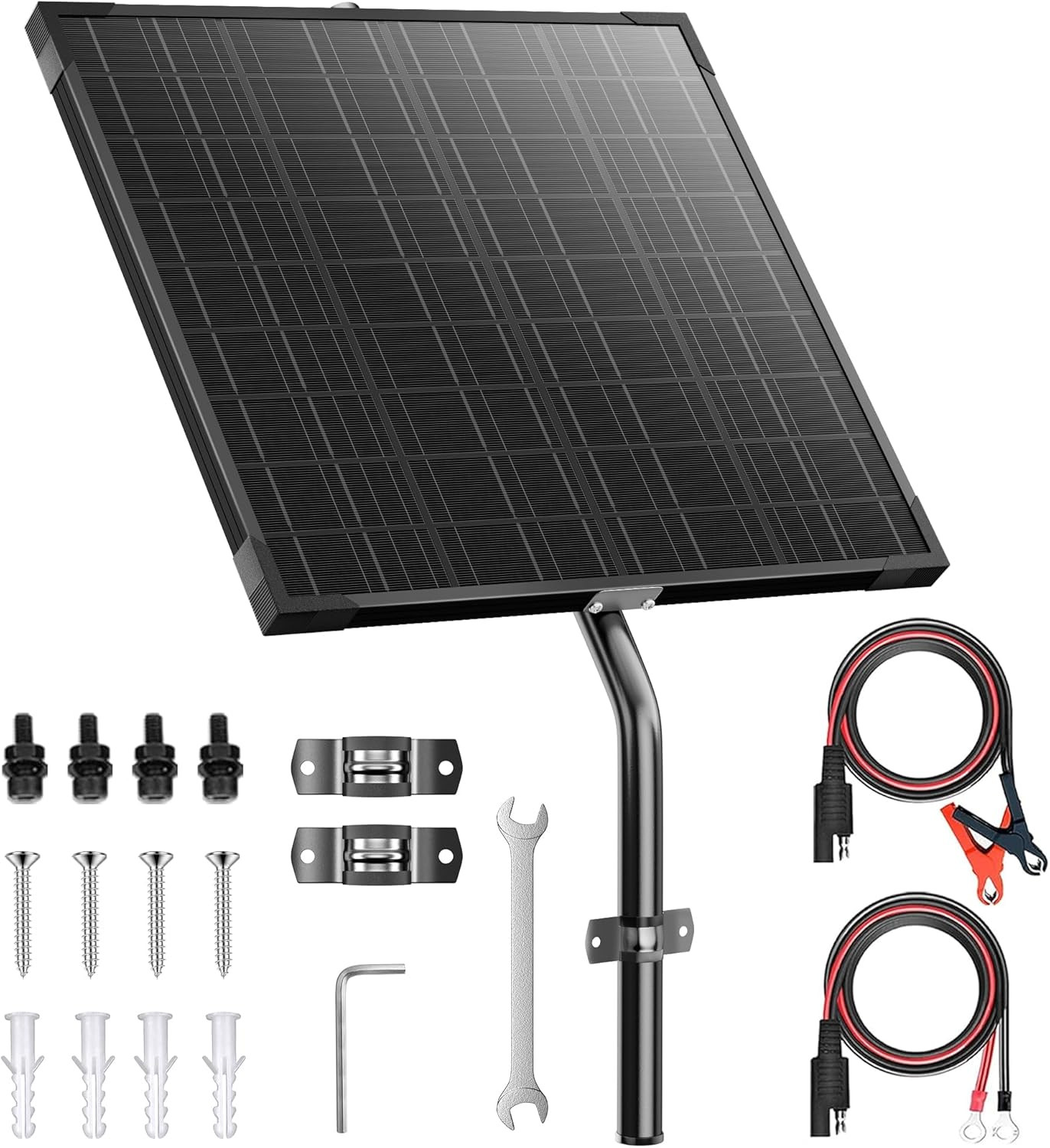 Voltset 12V Gate Opener Solar Panel：20W Solar Panels Kit for Electric Fence with