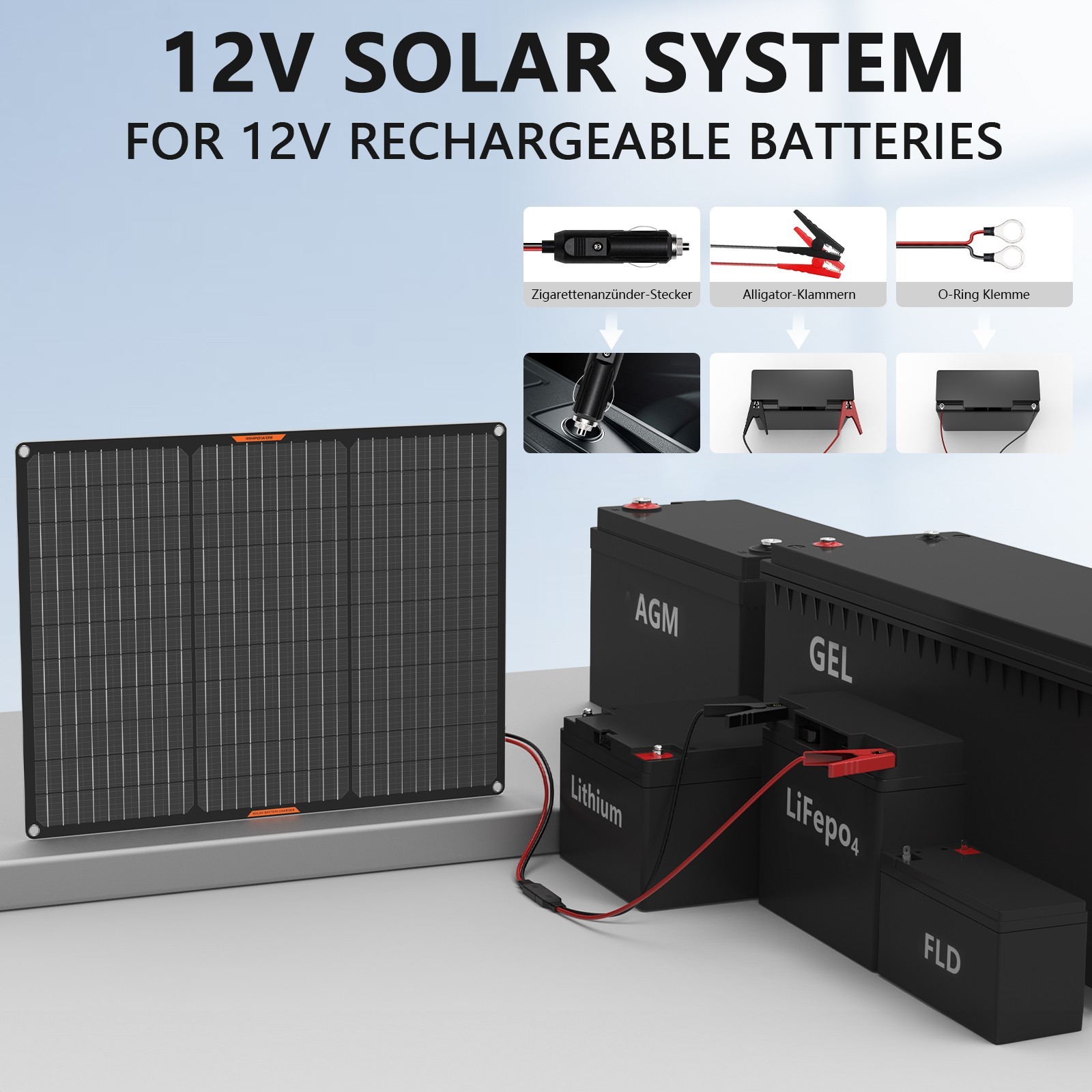 12V Solar Car Battery Charger 20 / 30 W Solar Battery Trickle Charger Maintainer