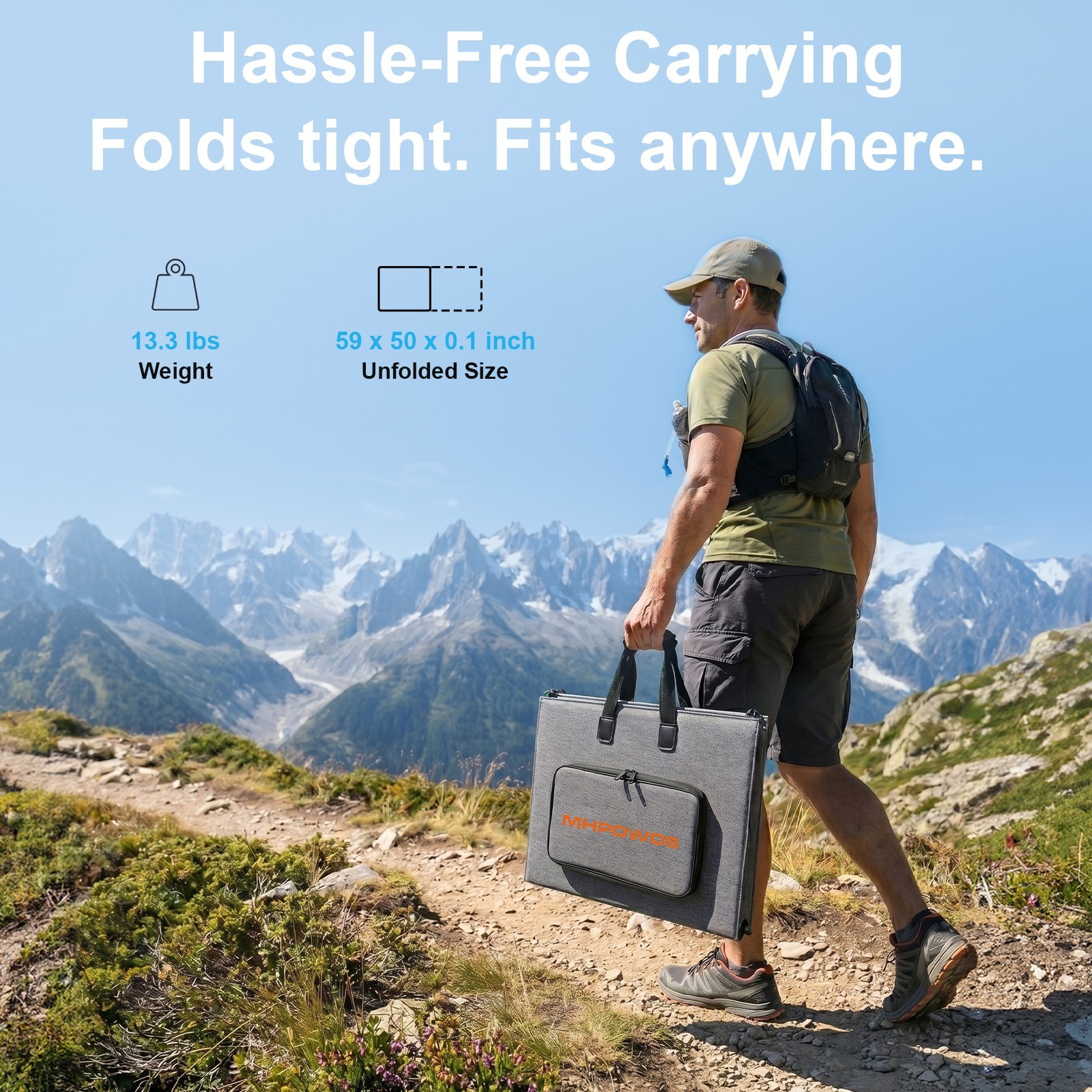 MHPOWOS 100W 200W 400W Watt Solar Panel Blanket Portable Foldable Solar Suitcase