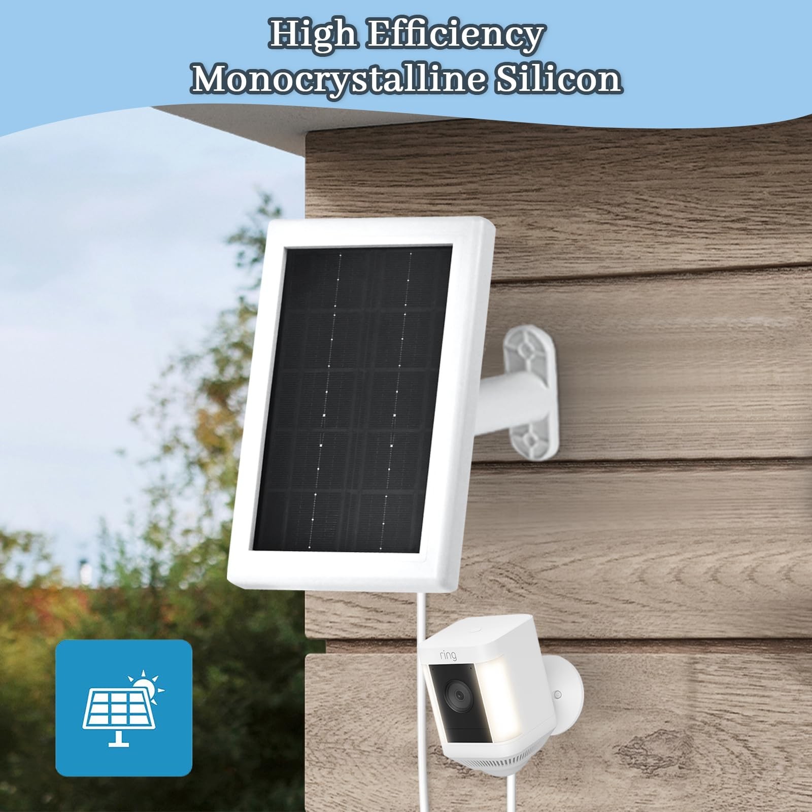 Ring Camera Solar Panel Charger, 5V Solar Charger Compatible with Ring Spotli…