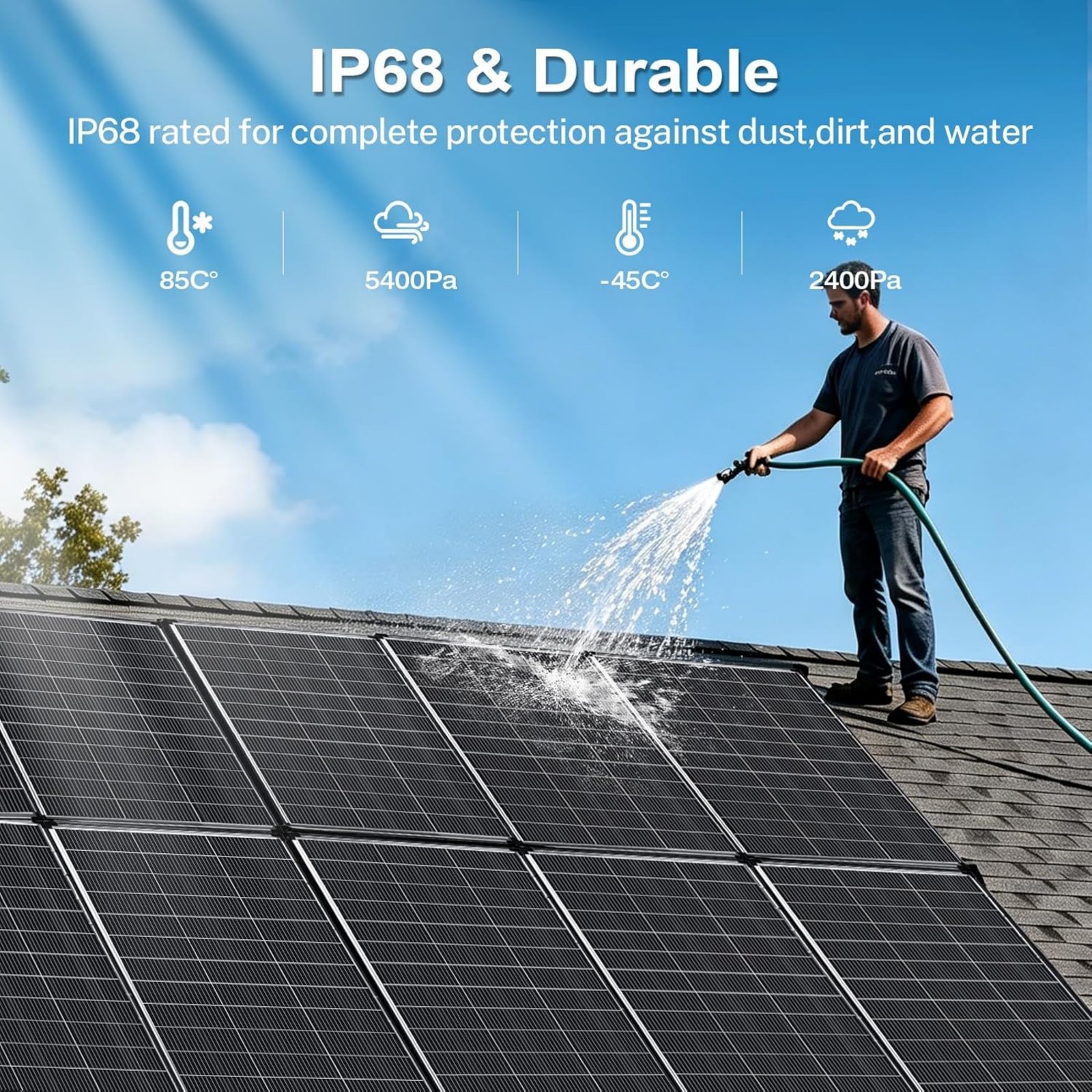 AeternaSol 200W Bifacial Solar Panel N-Type Mono PV Home Roof RV Boat Off-Grid