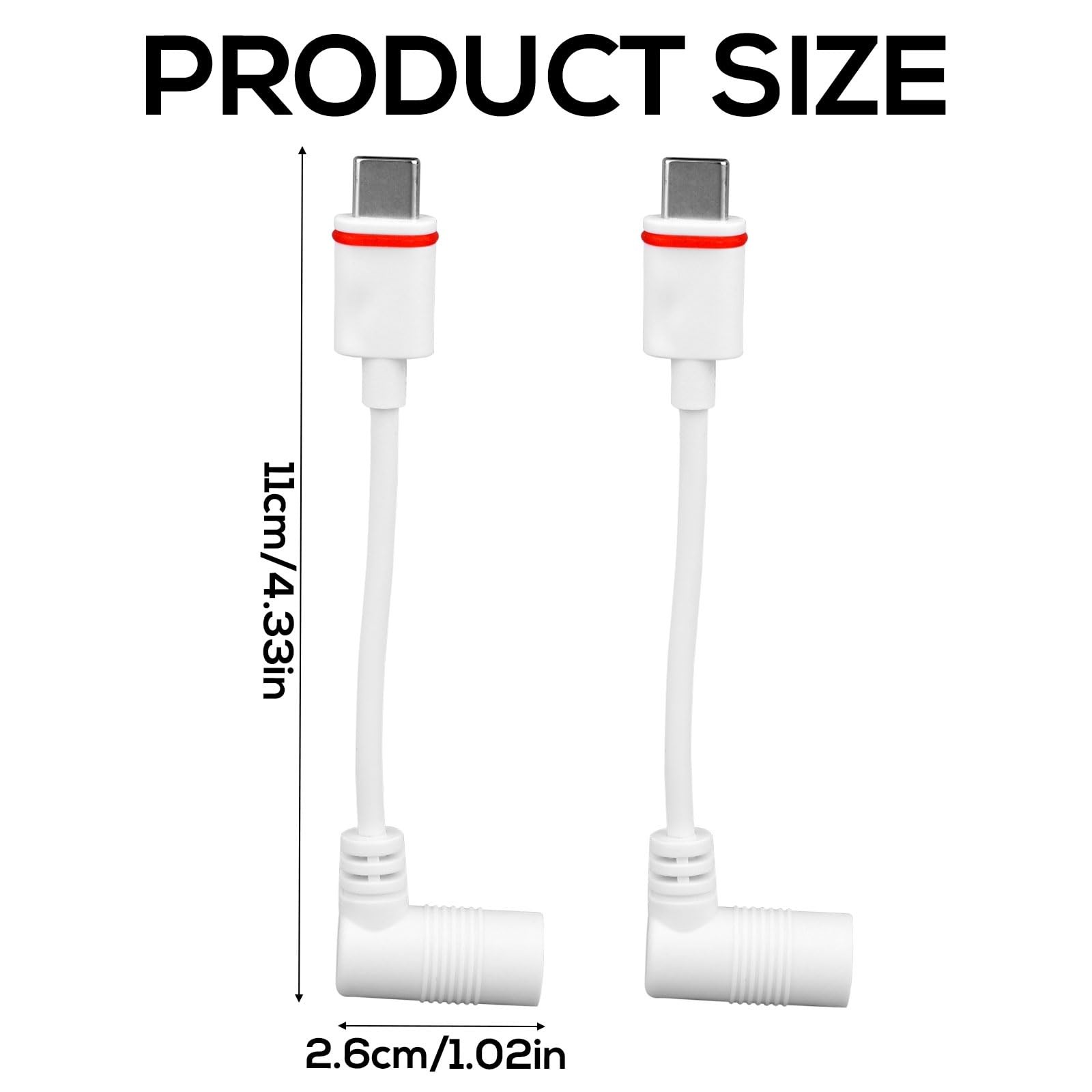 2pcs Barrel Plug to USB-C Power Adapter for Ring Solar Panel & USB-C Security…