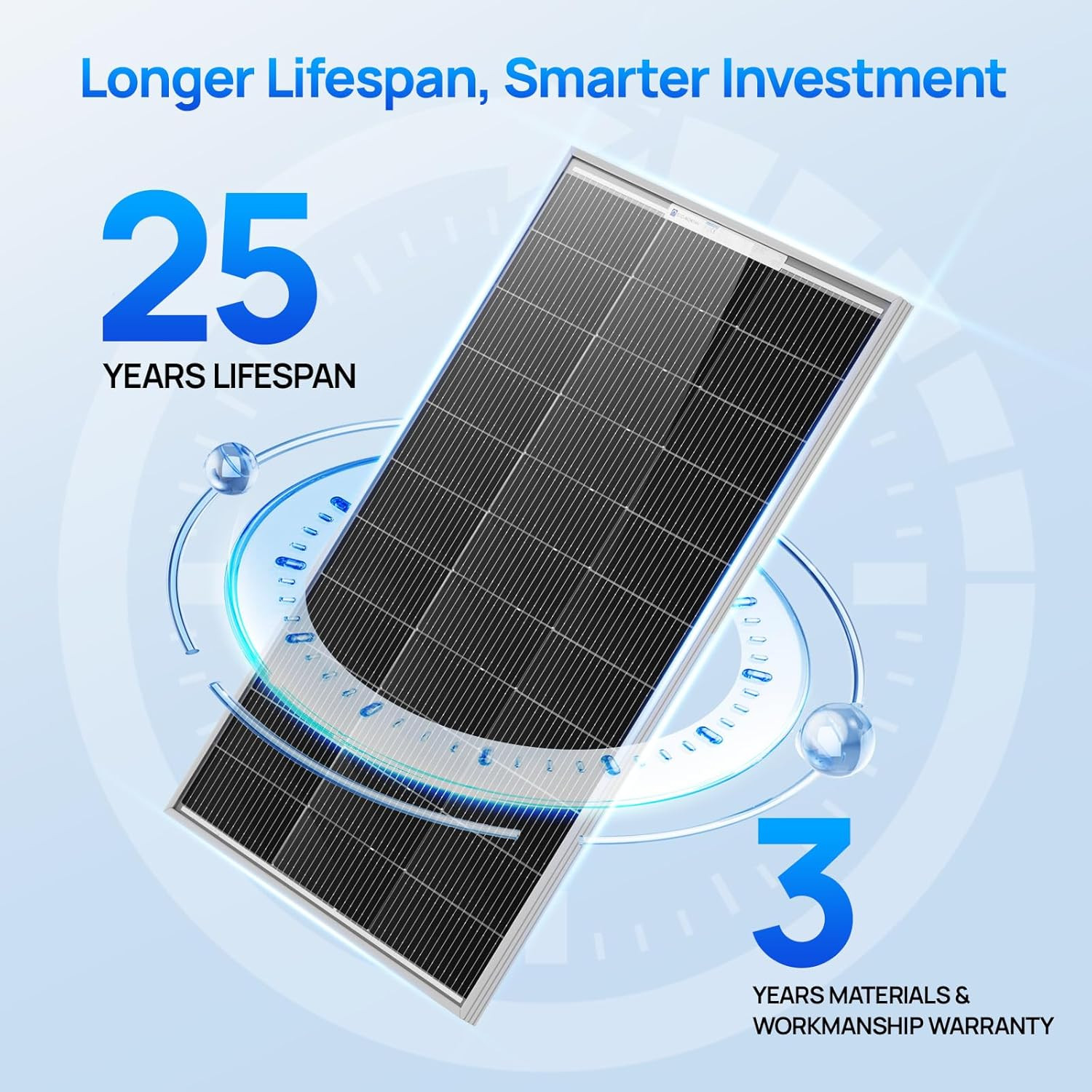 100W Monocrystalline Solar Panels 2-Pack for RV, Marine & Off-Grid Use