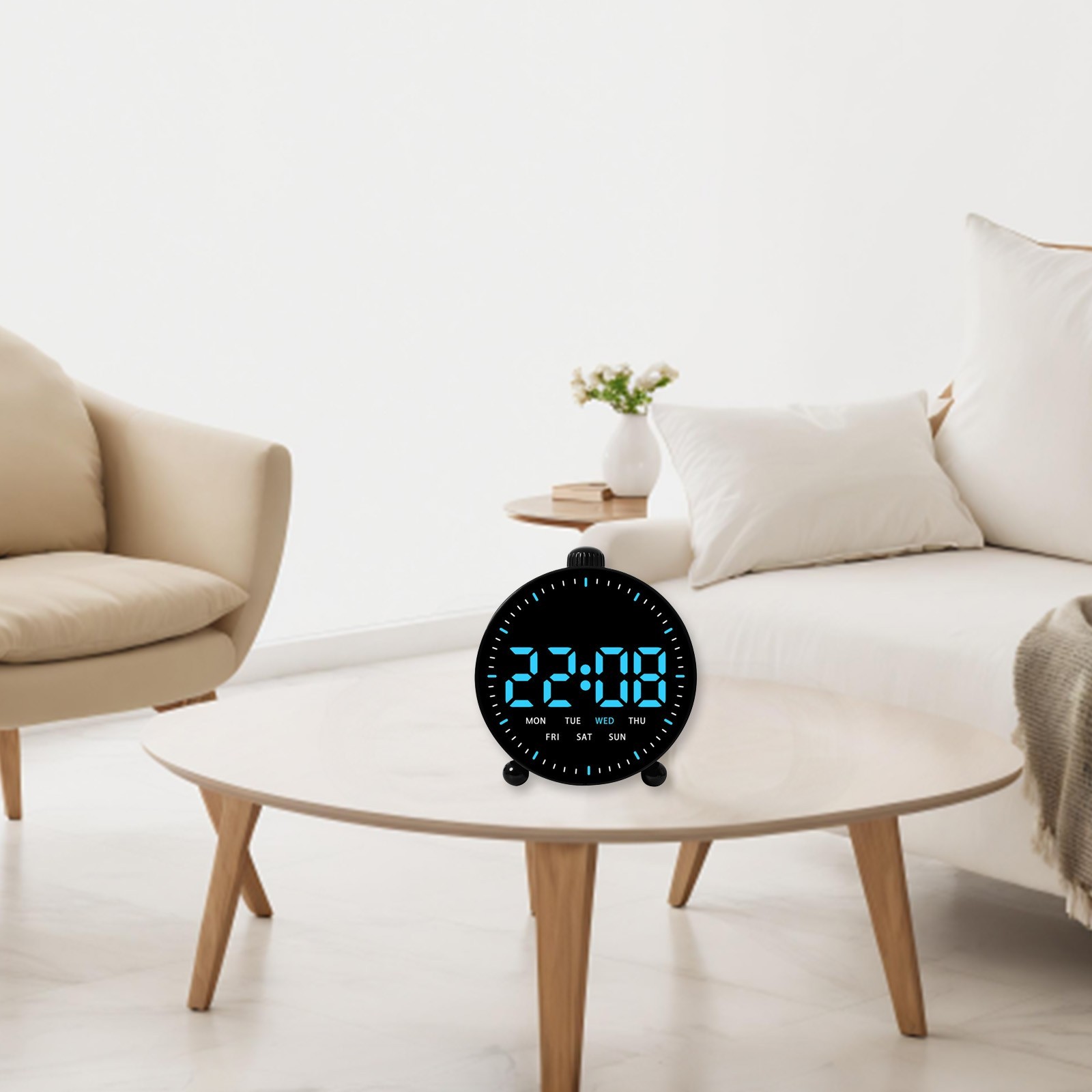 Digital LED Alarm Clock with Dual Alarm Countdown Timer and Date Display