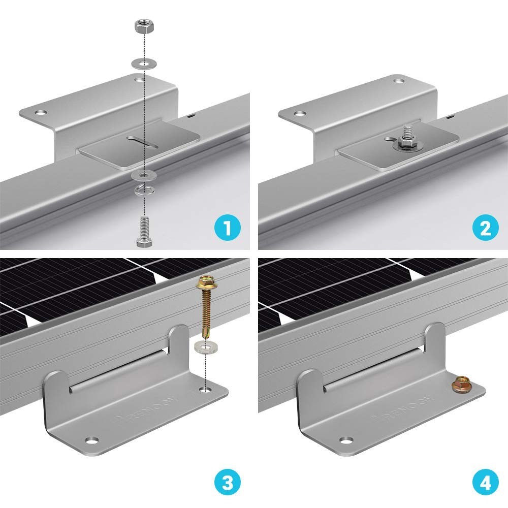 Lightweight Aluminum Solar Panel Z Brackets – Corrosion-Free Mounting for RVs, T