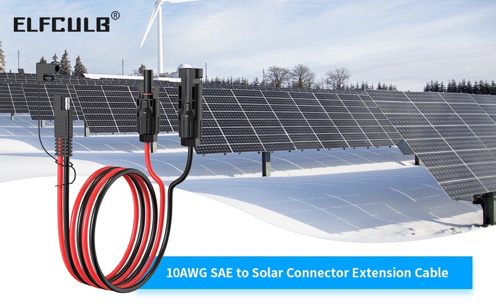 10AWG Solar Connector to SAE Adapter Cable for Solar Panels Car Battery Charger