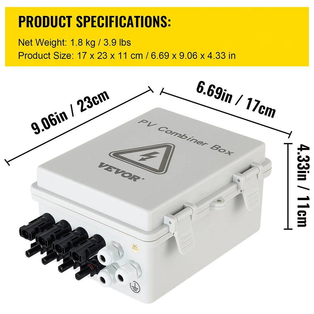 4 String 15 Amp Solar PV Combiner Box ABS Case Wih IP65 Weather Protection for S