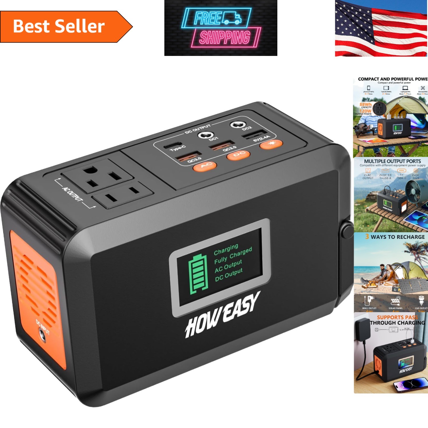 Compact 88Wh Lithium Battery Power Station: Ideal for Camping & Outdoor Fun