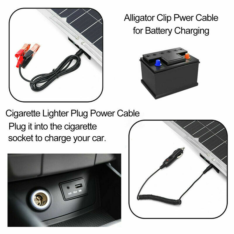 eSOLAR-100W 12V Mono Flexible Solar Panel W/20A Controller For Car Phone Charge