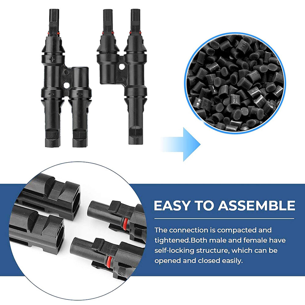 Solar Panel Y T Branch Connectors 1 to 2 1 to 3 1 to 4 IP67 Waterproof 30A MC4