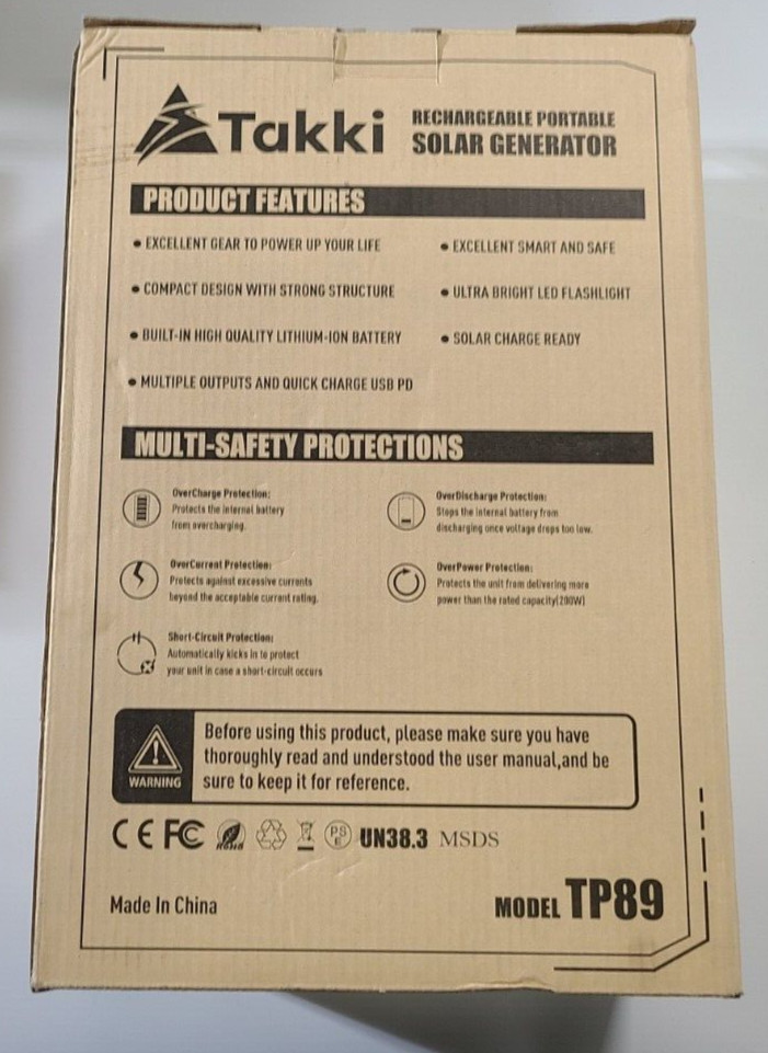 Takki Solar Rechargeable Generator 99Wh, TP89